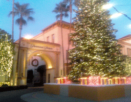 Christmas decorations near the Bronson Gate