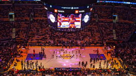 The Laker Girls perform during a timeout at Crypto.com Arena...on March 7, 2023.