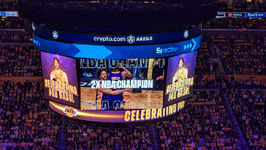 Another video tribute to Pau Gasol is shown during a timeout at Crypto.com Arena...on March 7, 2023.