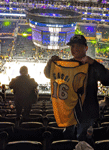 Posing with my free commemorative Pau Gasol jersey after the Lakers game ended at Crypto.com Arena...on March 7, 2023.